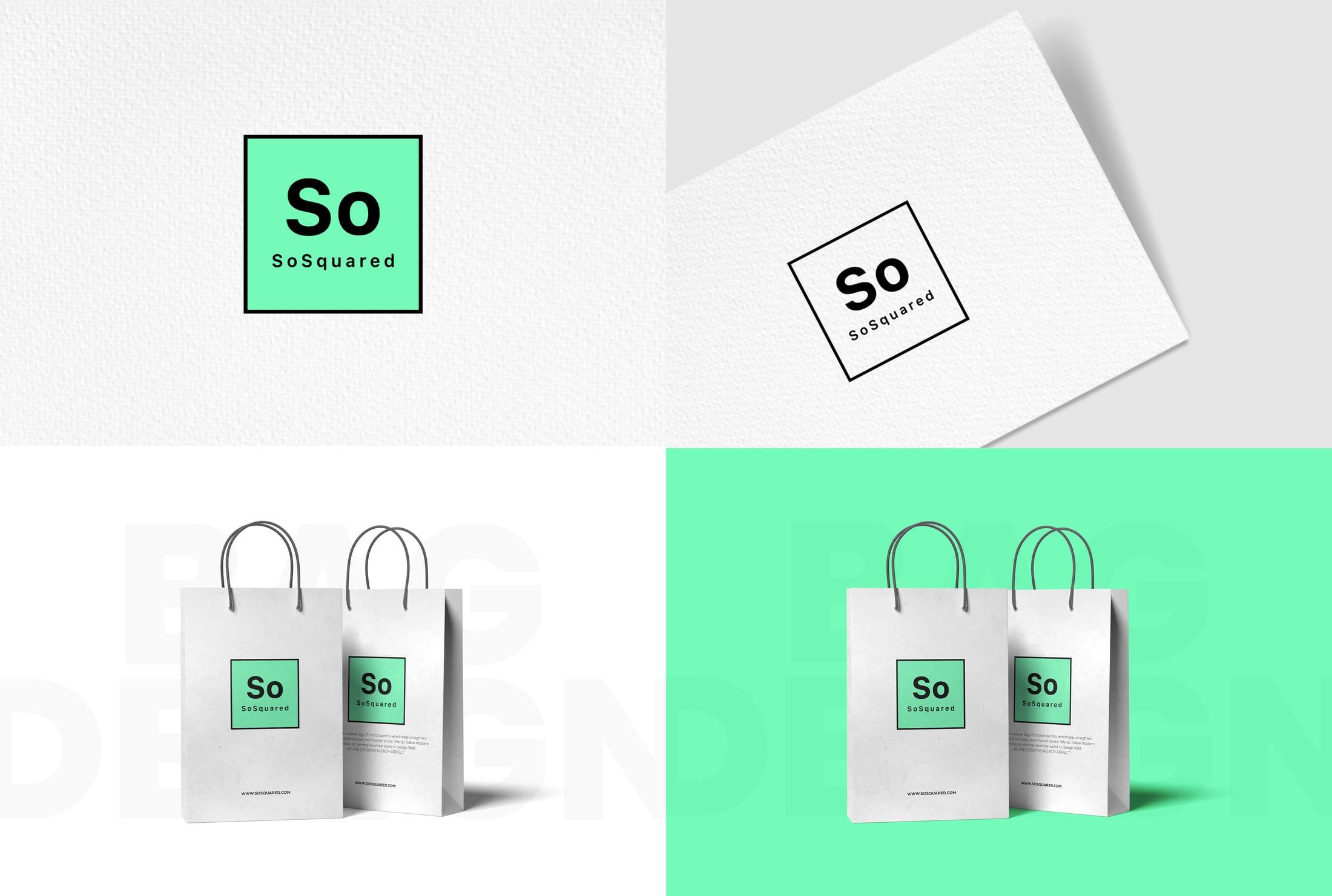 SoSquared brand guide and stationery system
