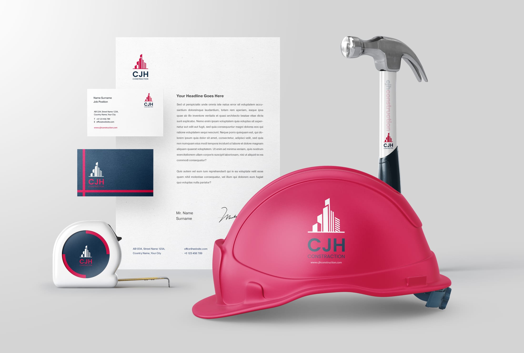 CJH Construction stationery and hard hat field application