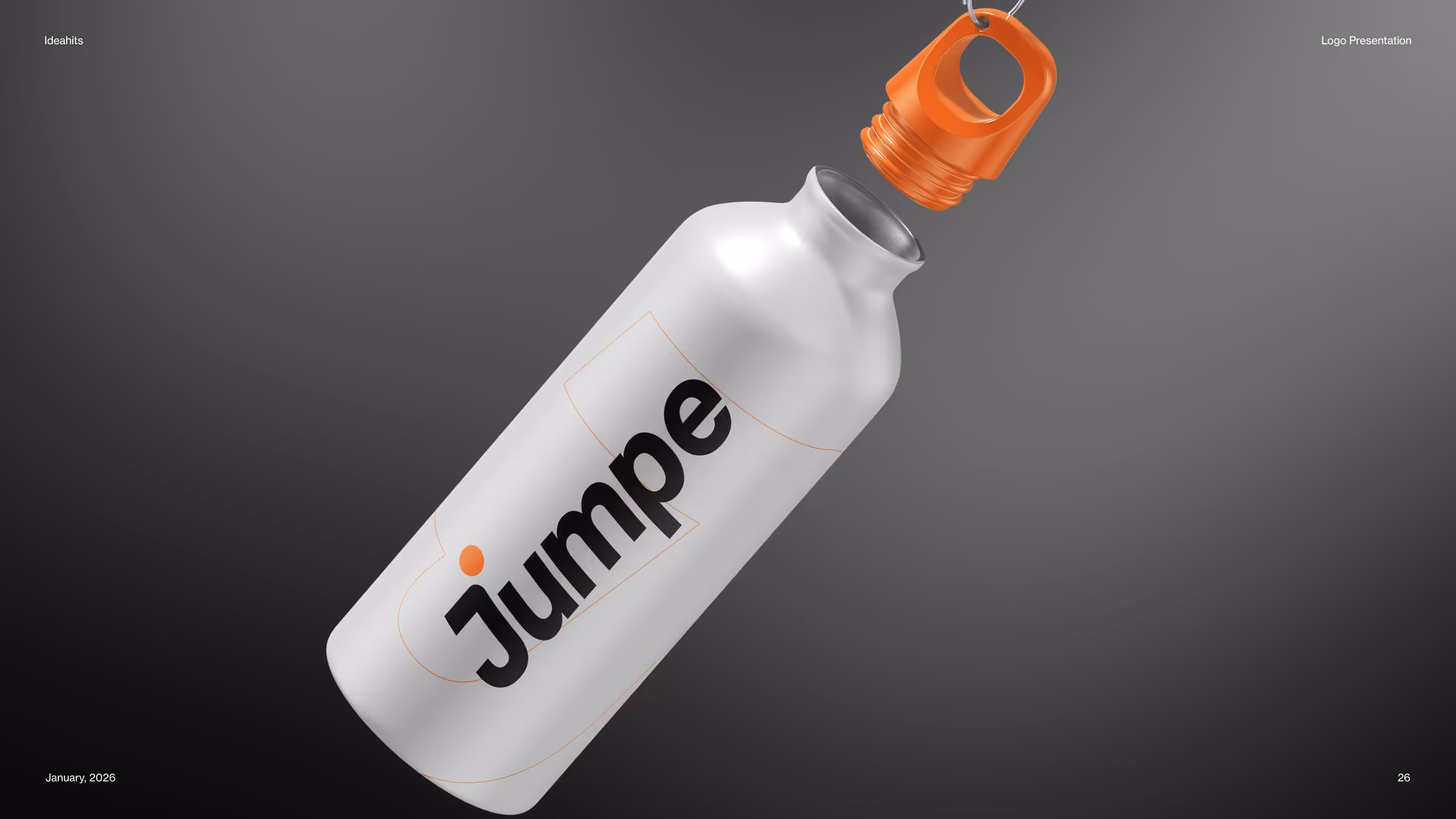 Jumpe bottle mockup with brand mark applied vertically
