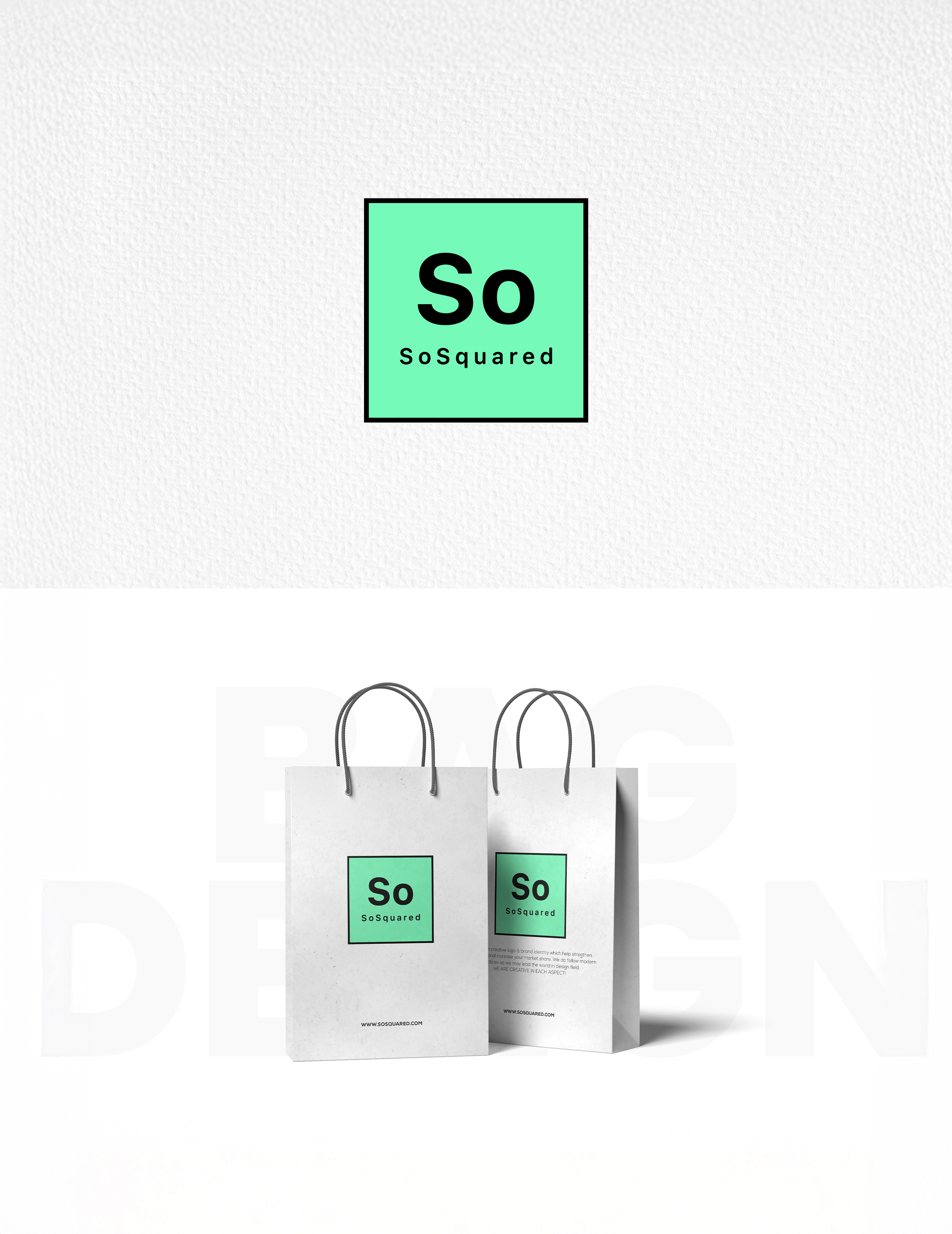 So Squared branding bags and identity presentation