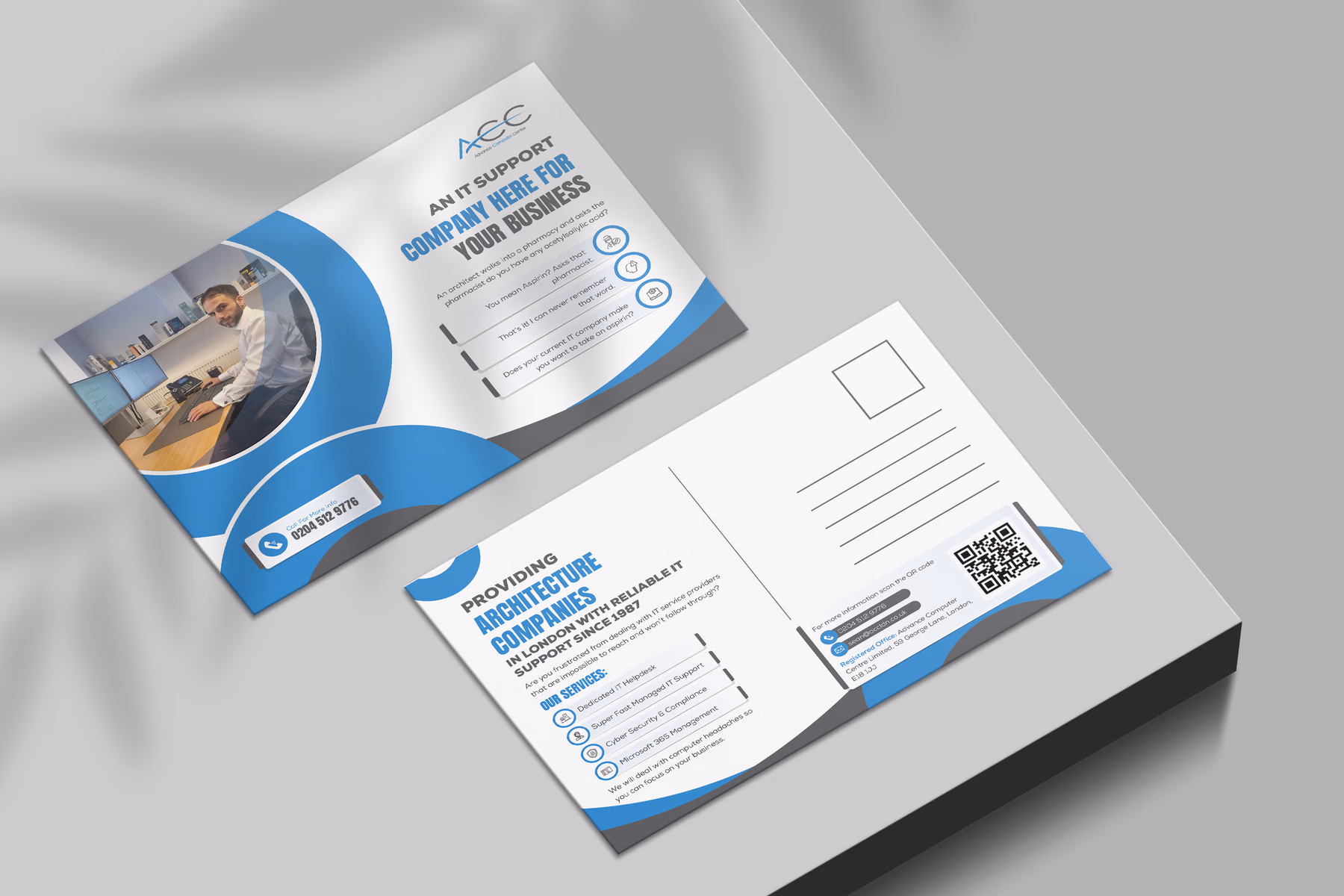 Architecture IT support postcard mockup