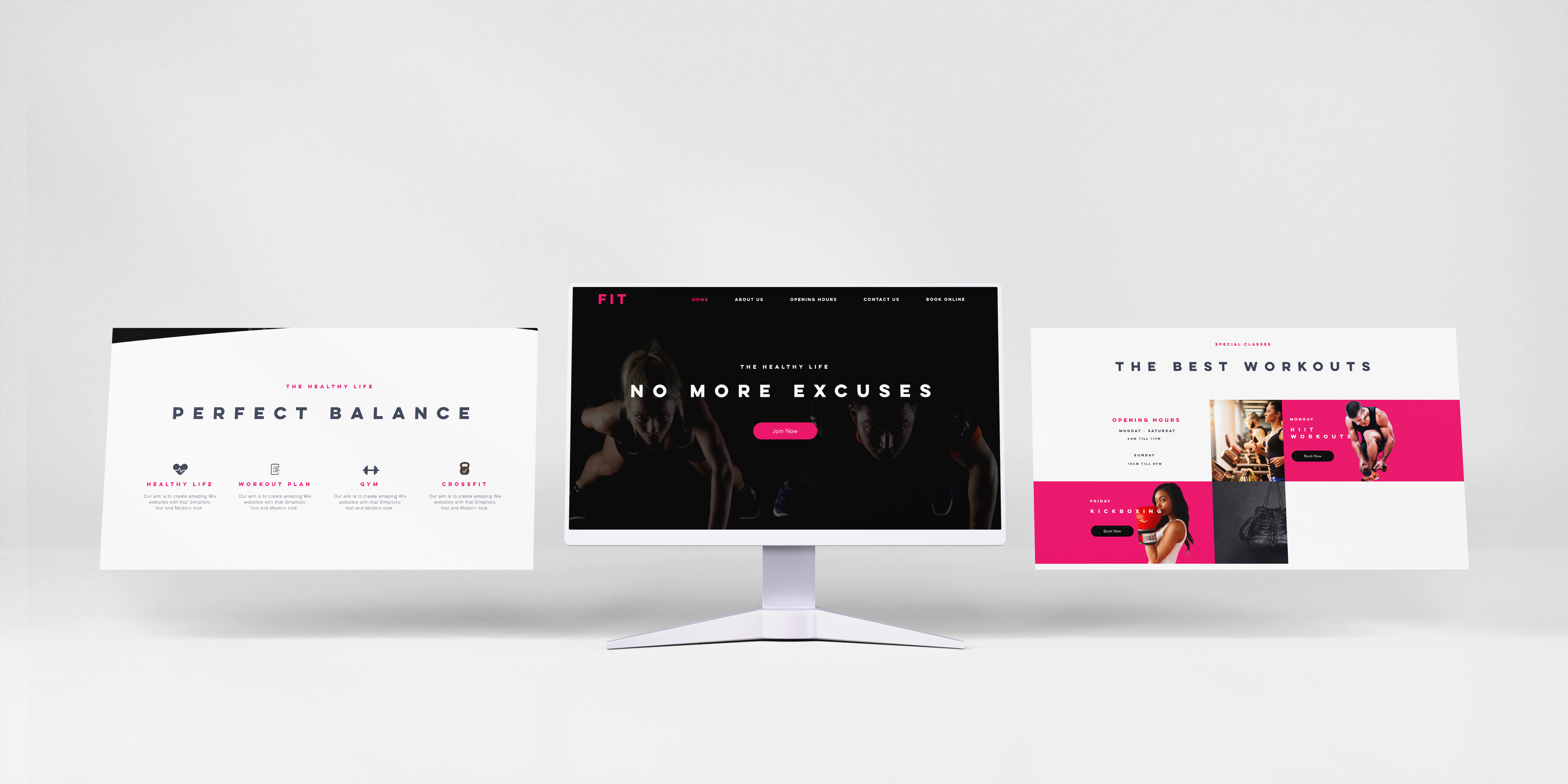 FIT website UI kit mockup with desktop and page section layouts
