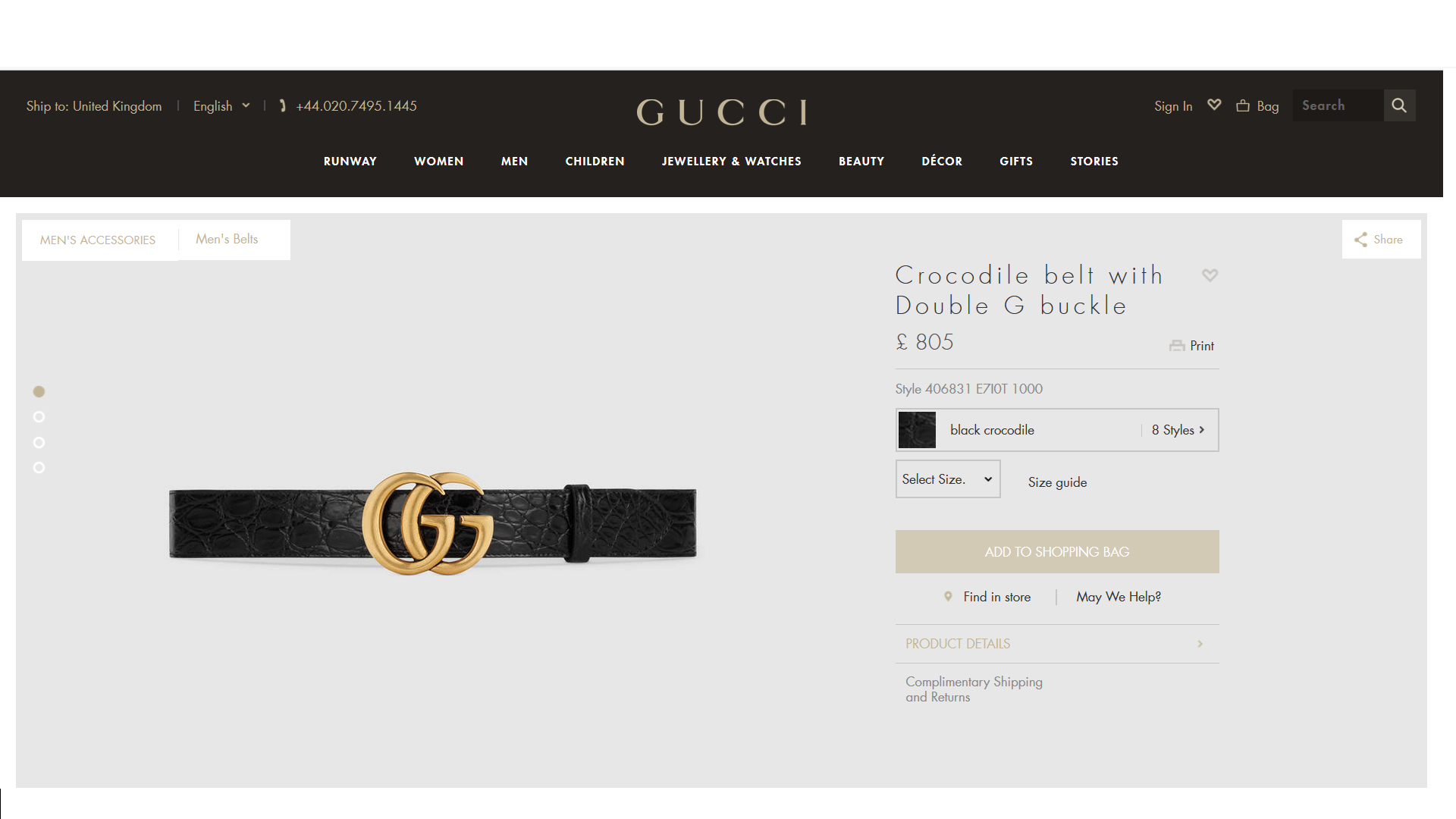 Gucci Website UI Design